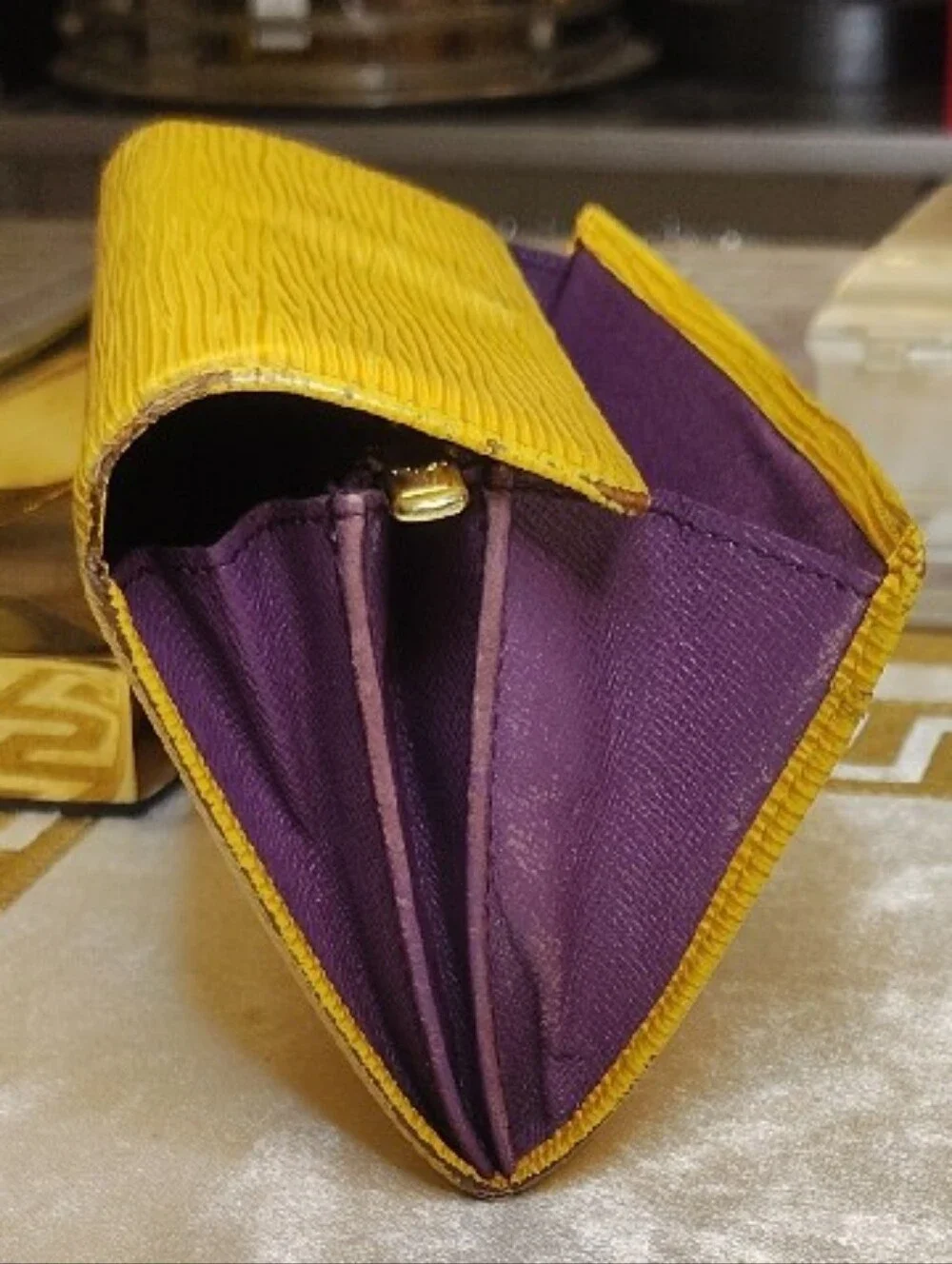Louis Vuitton Yellow Epi Leather Fold-Over Wallet Porte Tresor internat'l Long
